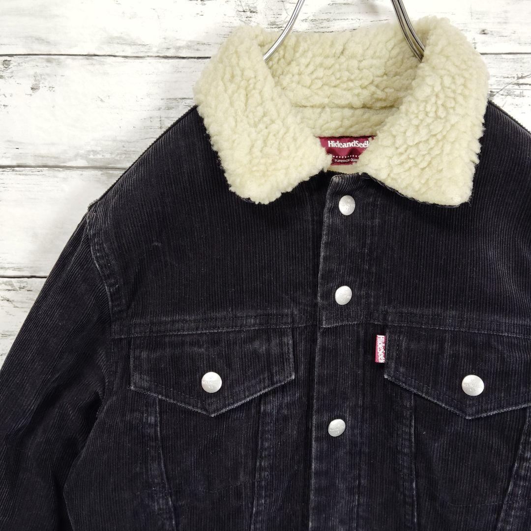 【人気】ハイドアンドシーク　コーデュロイボアジャケット　ランチ　デニム　黒