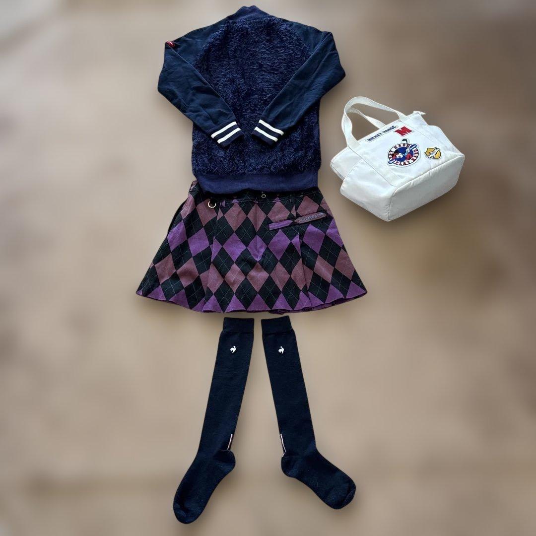 MASTER BUNNY ロゴジャケット 紺✖️パーリーゲイツダイヤ柄スカート0