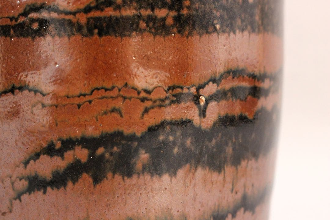 No5147 益子焼　木村一郎　柿釉花瓶　高さ26.5cm 陶印有　送料無料