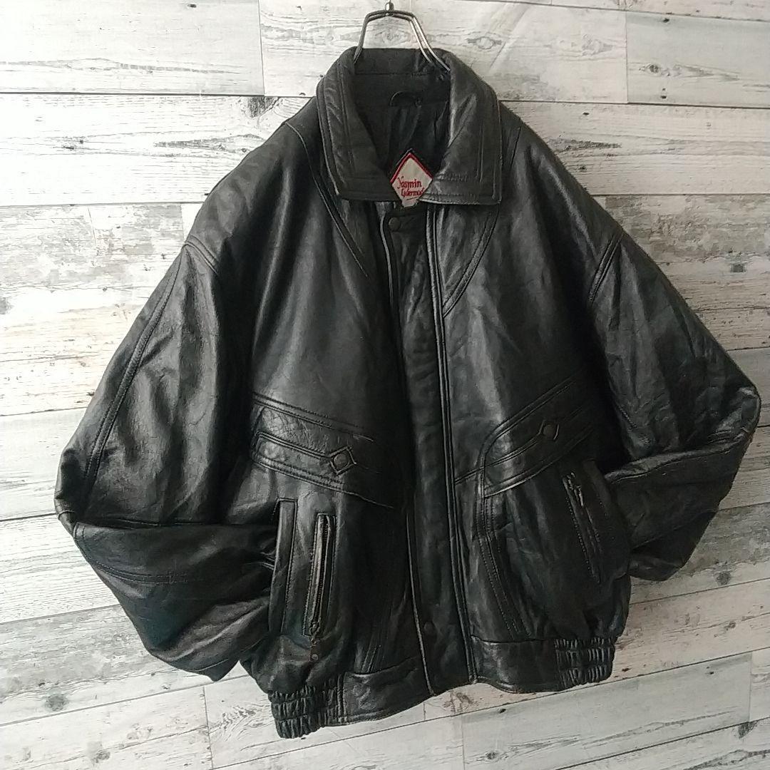 goodデザイン☆柔らかめ☆カウレザー 本革 レザージャケット L ブラック