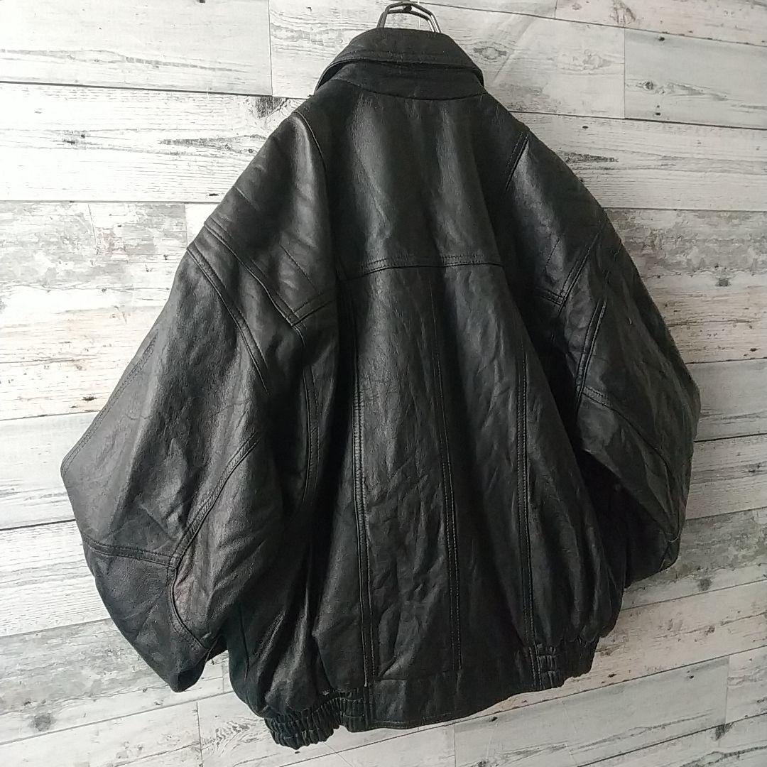 goodデザイン☆柔らかめ☆カウレザー 本革 レザージャケット L ブラック
