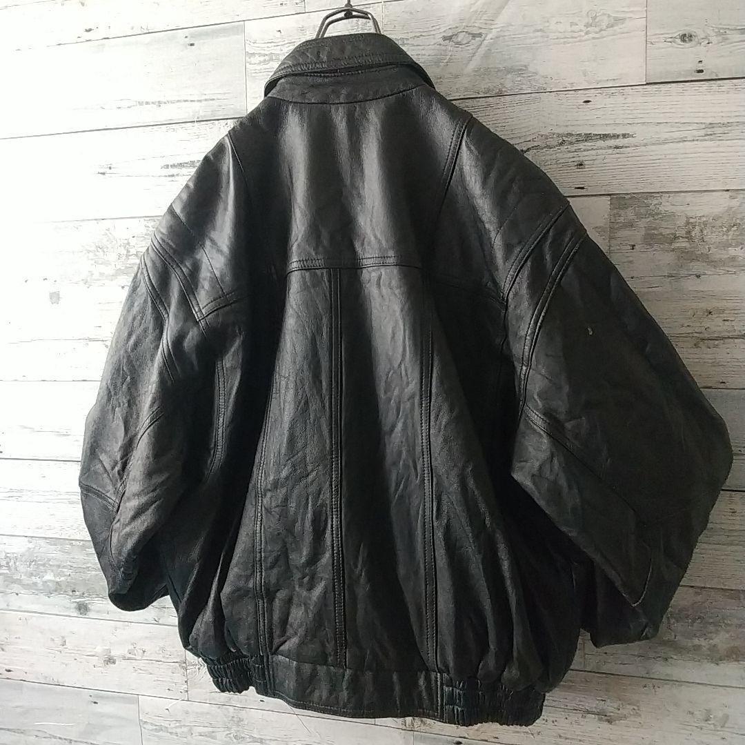 goodデザイン☆柔らかめ☆カウレザー 本革 レザージャケット L ブラック