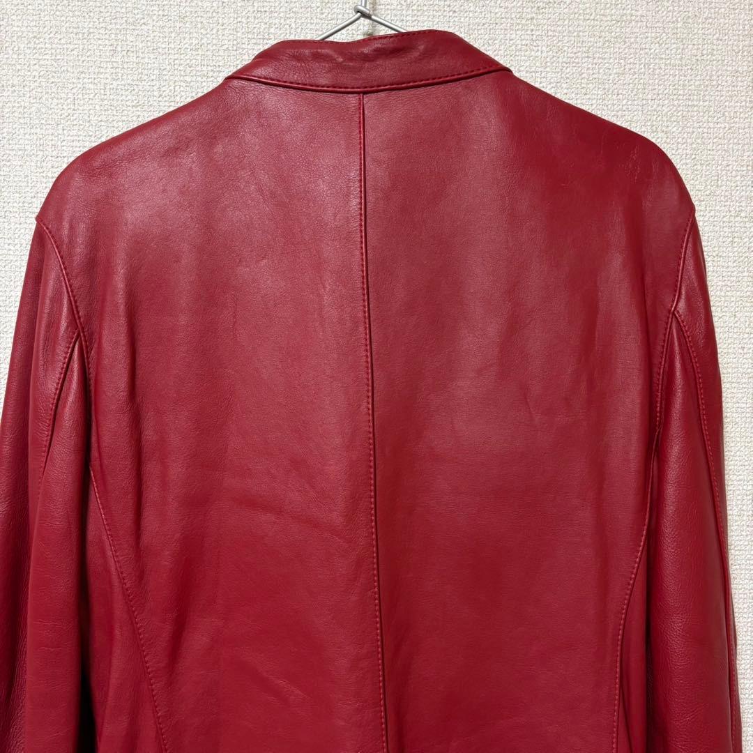 Haruf 本革 シングルライダース L レッド 美品 レザージャケット 赤