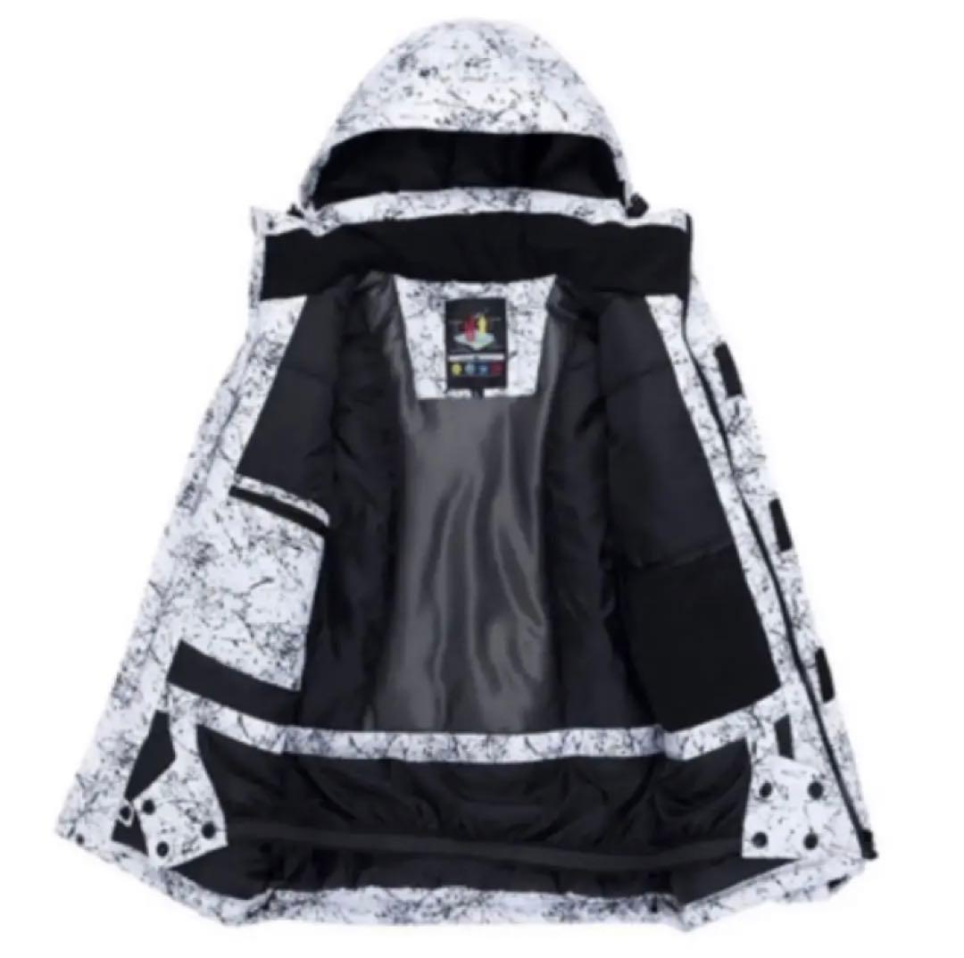 スキー スノボ ウェア ウエア  大理石 タイダイ柄 上下セット 青 ブルー　子