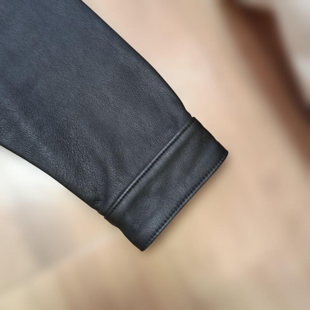 【美品】AVIREX シャツレザージャケット ブラック サイズL