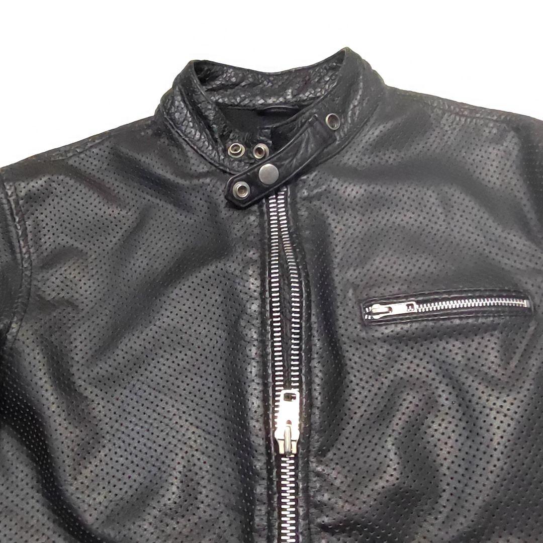 【HORNWORKS シングルライダース】パンチングレザー レザージャケット