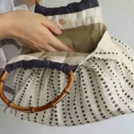summerセール 手織利麻布 バンブーハンドル豆絞りバック