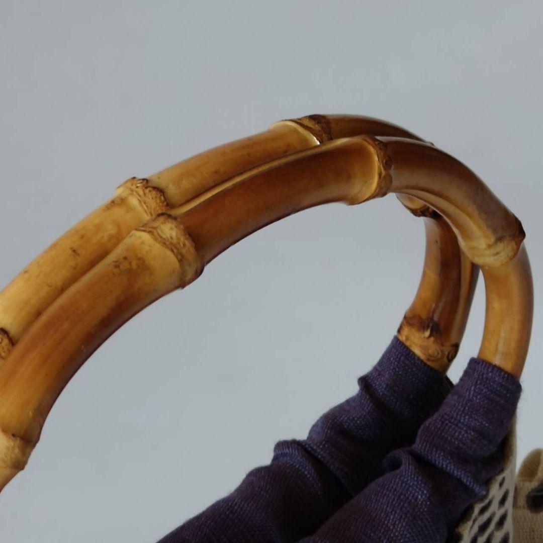 summerセール 手織利麻布 バンブーハンドル豆絞りバック