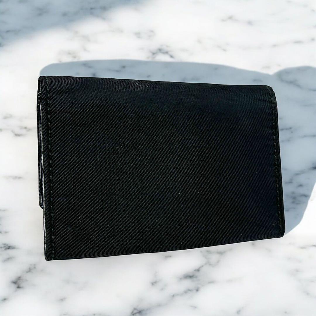 【美品完備】PRADA ブラック テスートナイロン 三つ折り財布 三角ロゴ