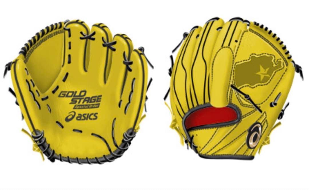 asics GOLD STAGE グローブ イエロー オーダーメイド
