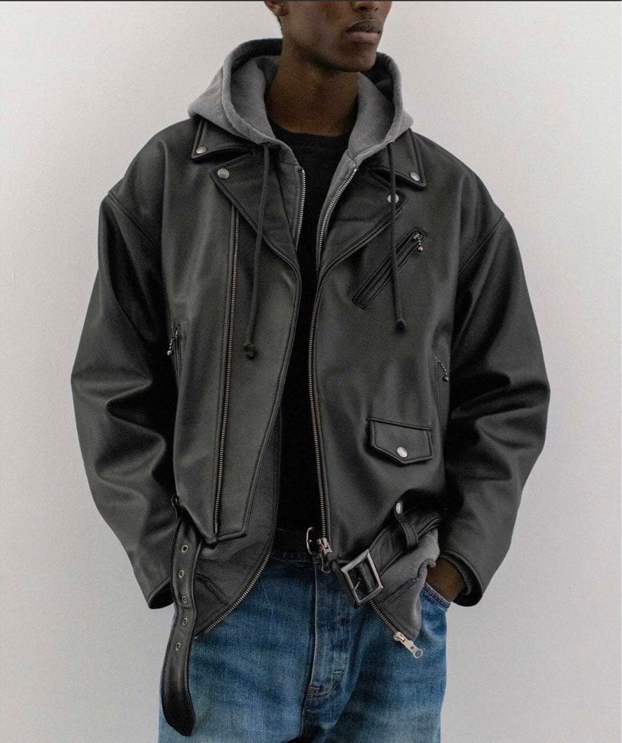 新品＜monkeytime＞シープレザーオーバーサイズダブルライダースジャケット