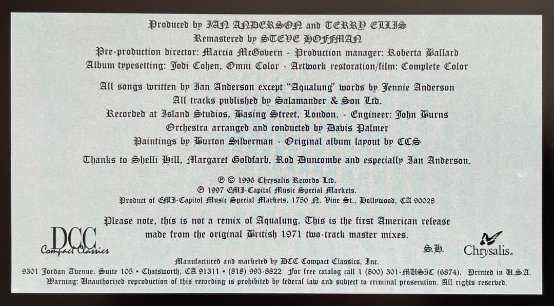 ジェスロ・タル『Aqualung』180g レコード DCC（LPZ-2030）