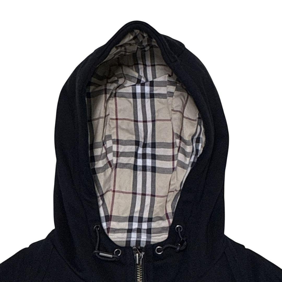 極美品✨バーバリーロンドン パーカー ノヴァチェック ロゴ ジップアップ 黒 2