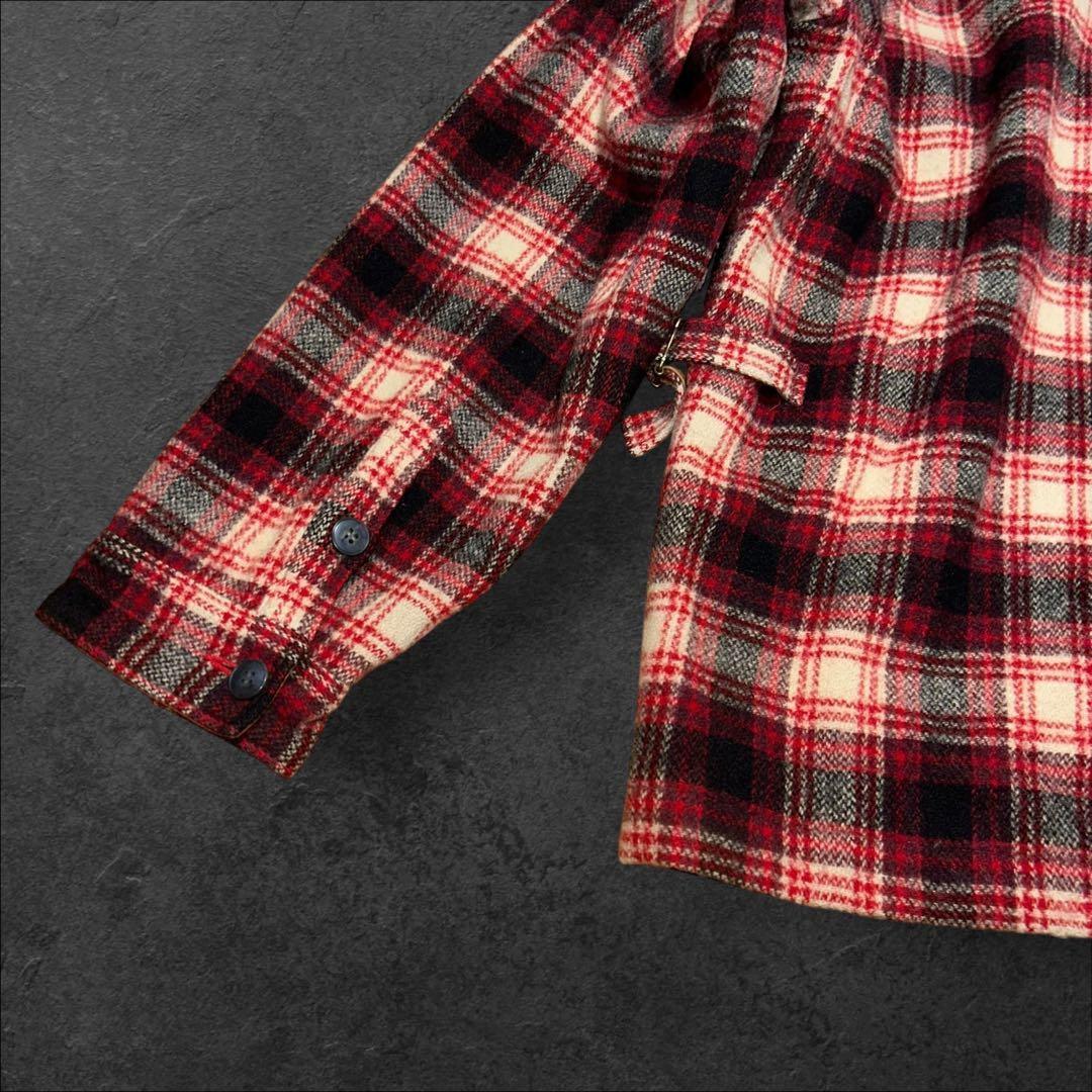 Woolrich ウールリッチ ワークチェックジャケット 赤黒 裏ブラウン