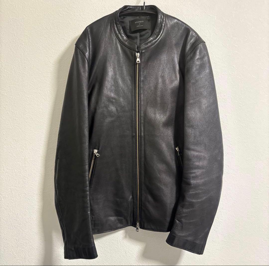 【STUDIOUS】美品ラムレザーシングルライダースブ ルゾン　サイズ3