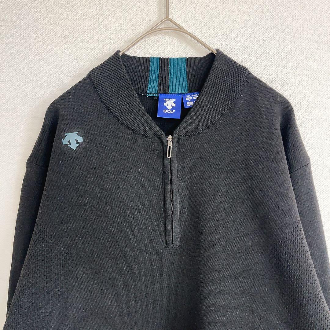 デサントゴルフ メンズ ハーフジッププルオーバー ニット　22年製　M ブラック