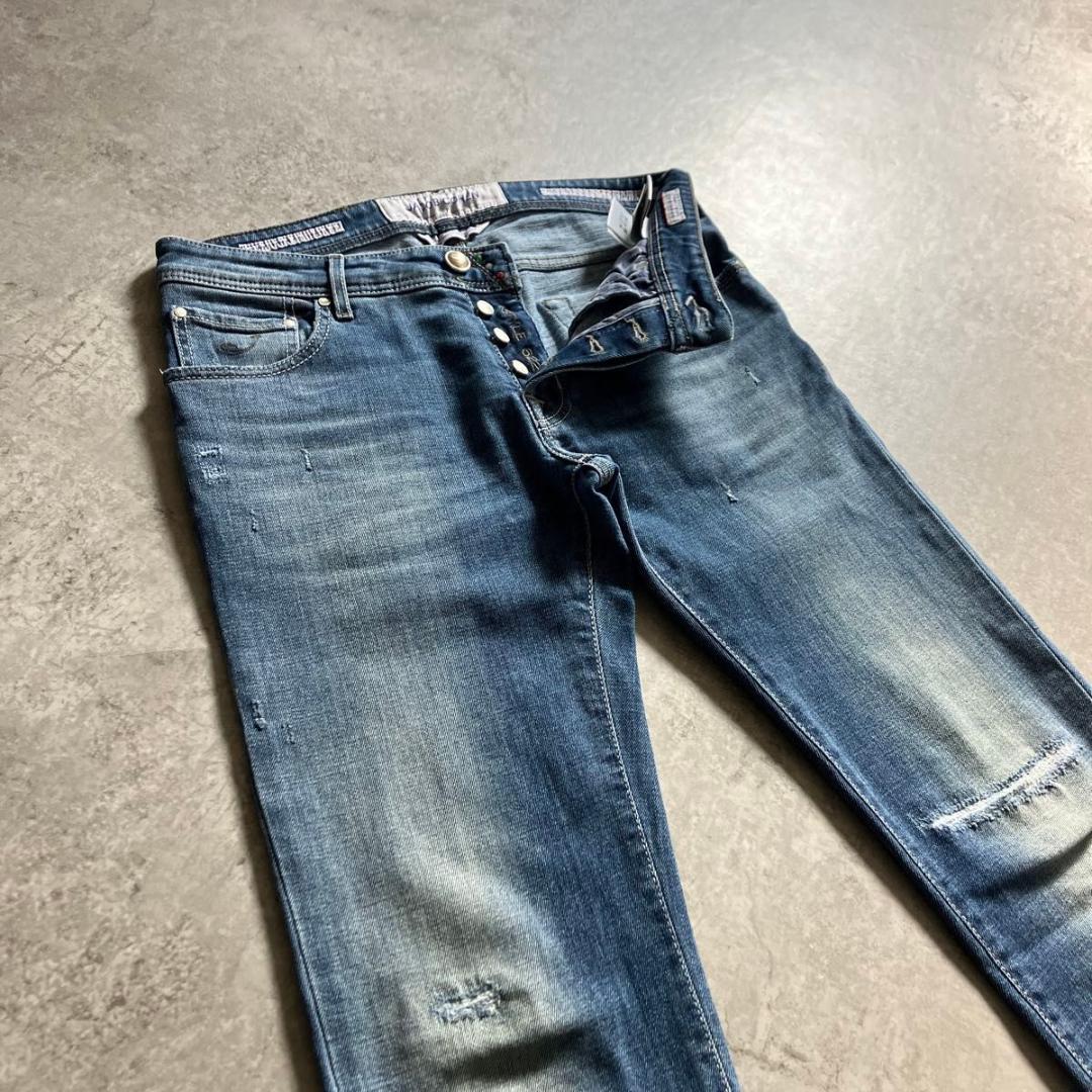 JACOB COHEN J622 32 ヤコブコーエン デニム ダメージ加工 青