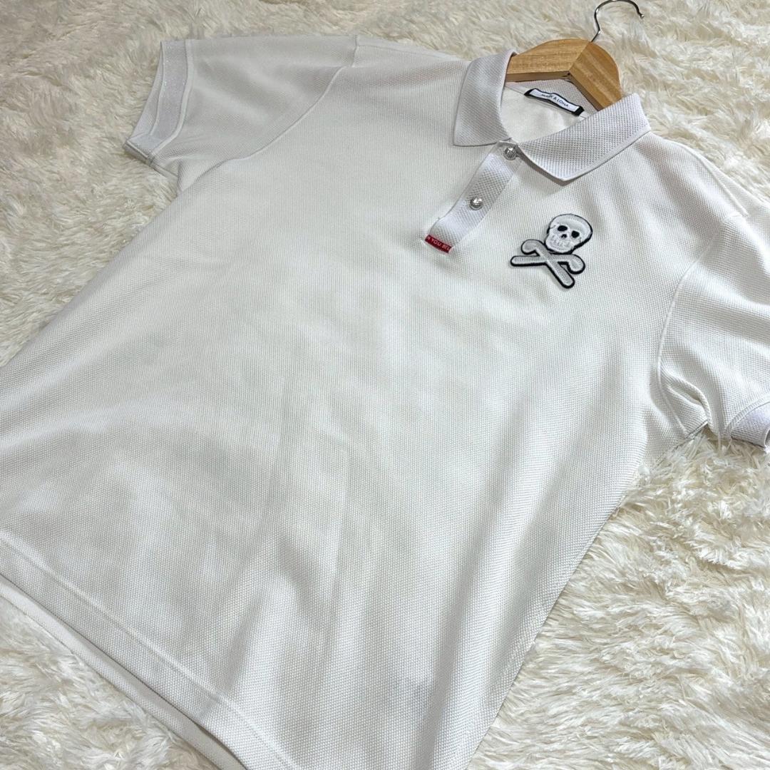 MARK &LONA スカル刺繍 ホワイトポロシャツ48 メンズ 近年モデル