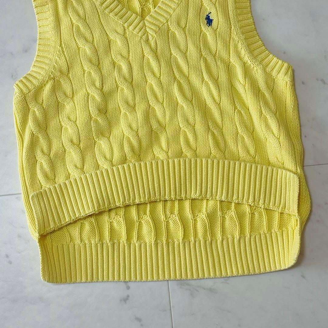 極美品 ラルフローレン ケーブルニットベスト ポニー刺繍 コットン 現行 QR