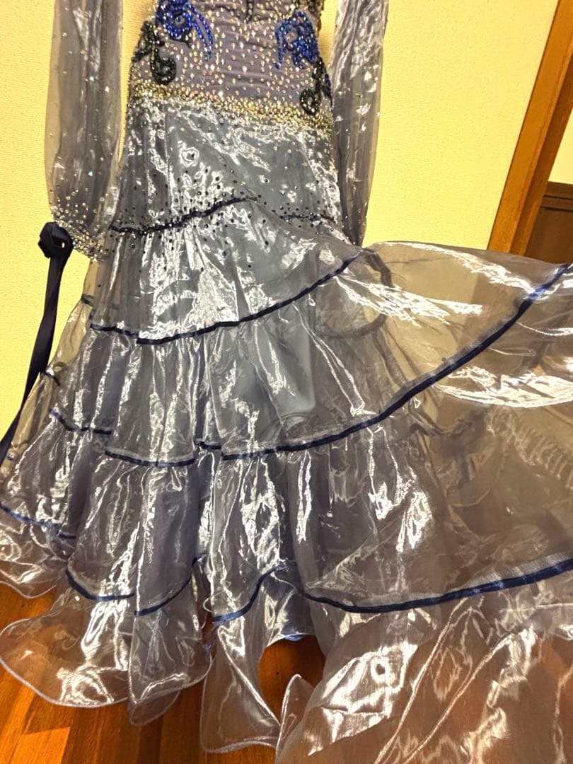 社交ダンスドレス　スタンダード　ブルーグレー