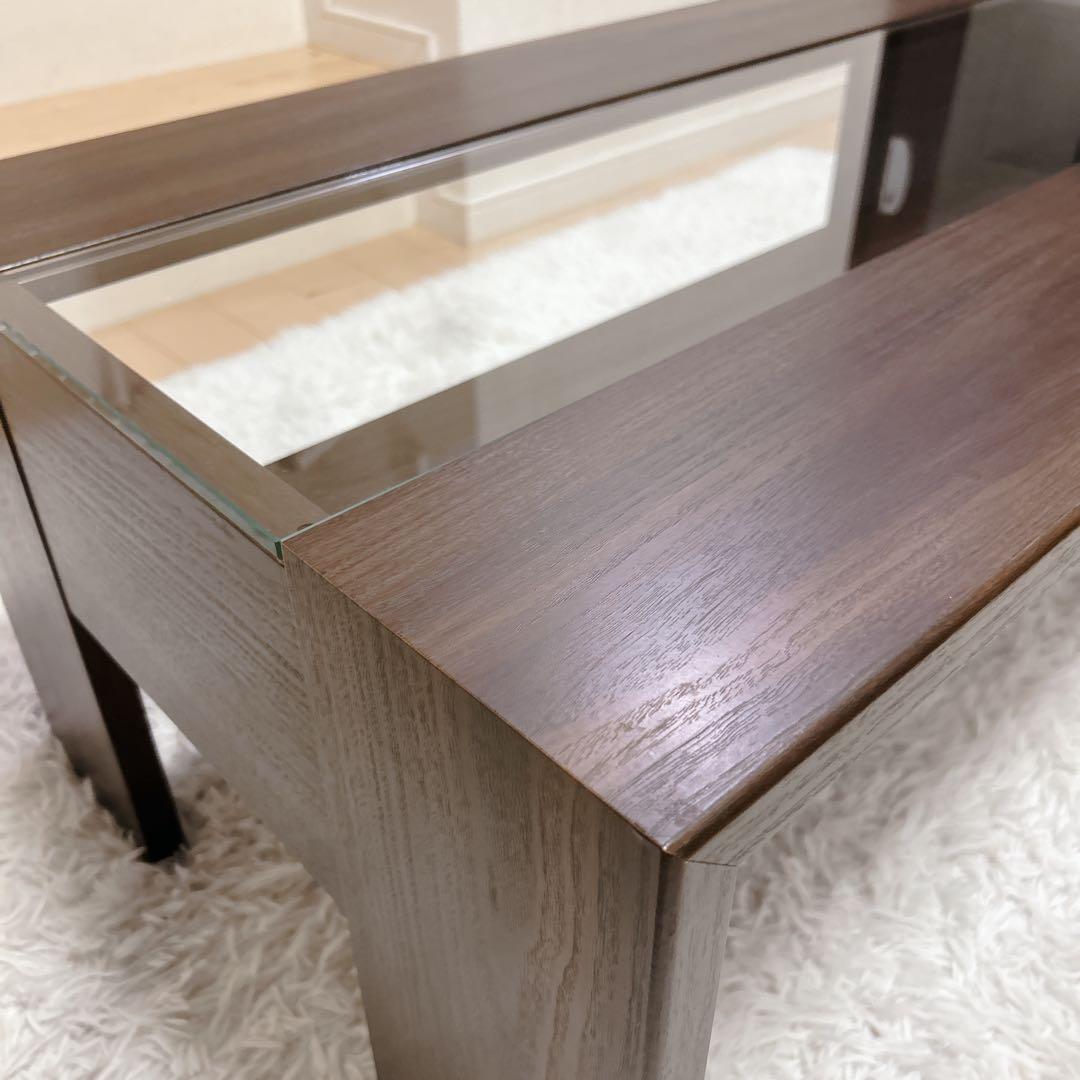 日本製 センターテーブル ローテーブル ガラストップ ユーアイ