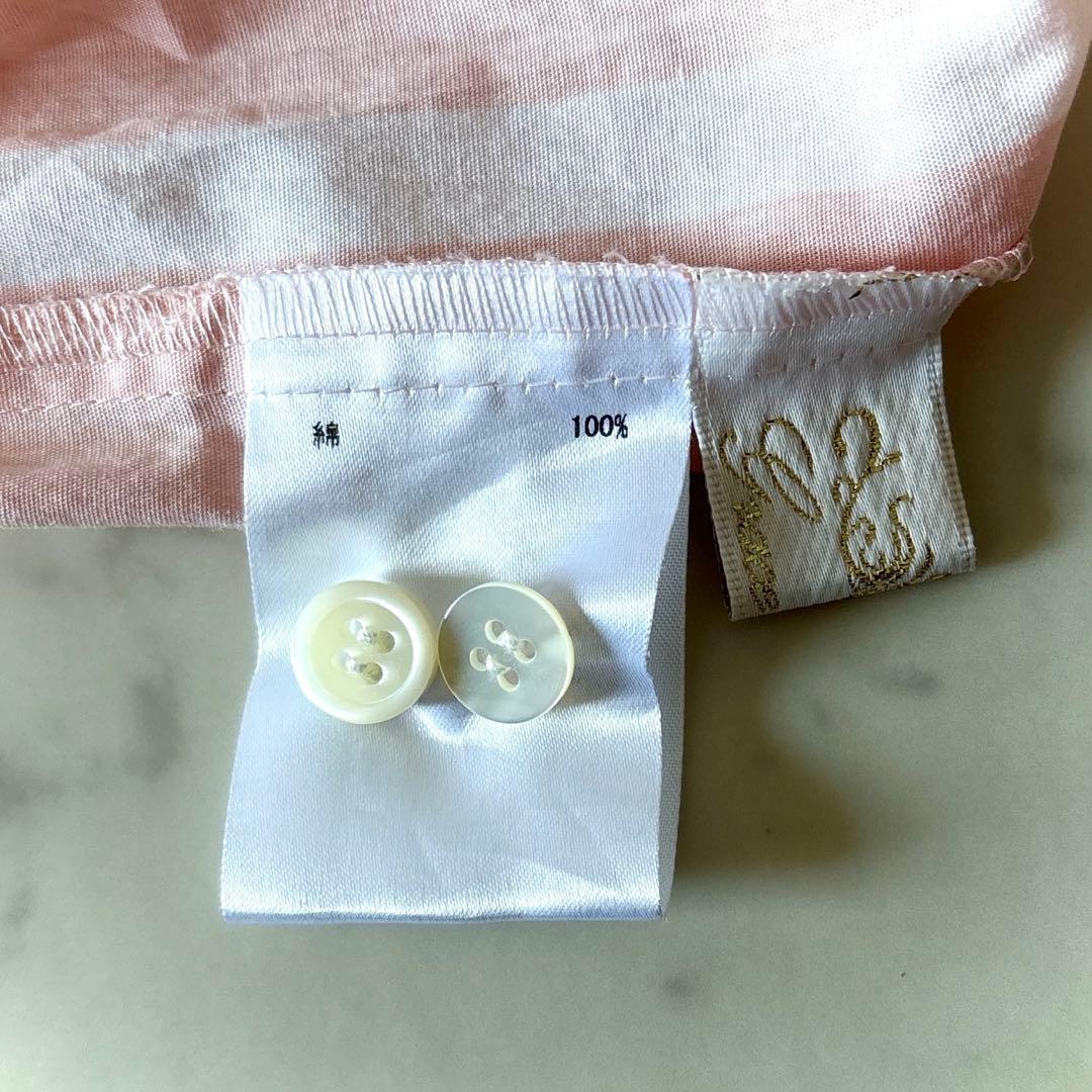 極美品 グレースクラス ストライププリントシャツワンピース ピンク 七分袖 S