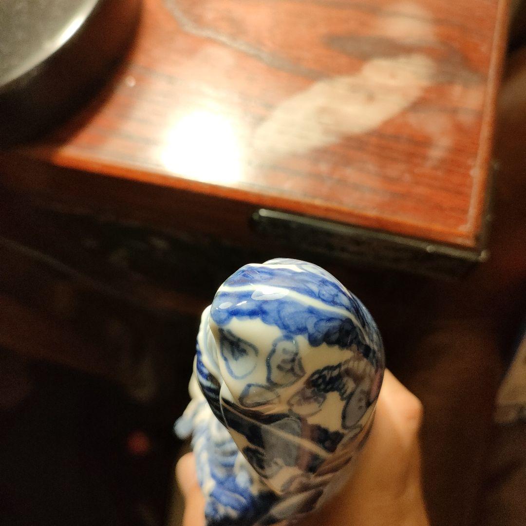 九谷焼 観音菩薩像 観音様 菊仙 染付