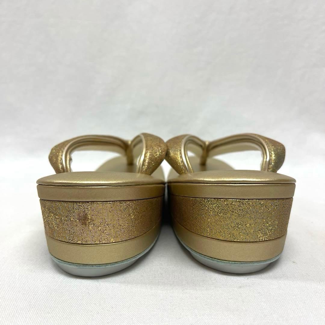 【高級和装小物】バッグと草履セット　紅白梅図　ゴールド