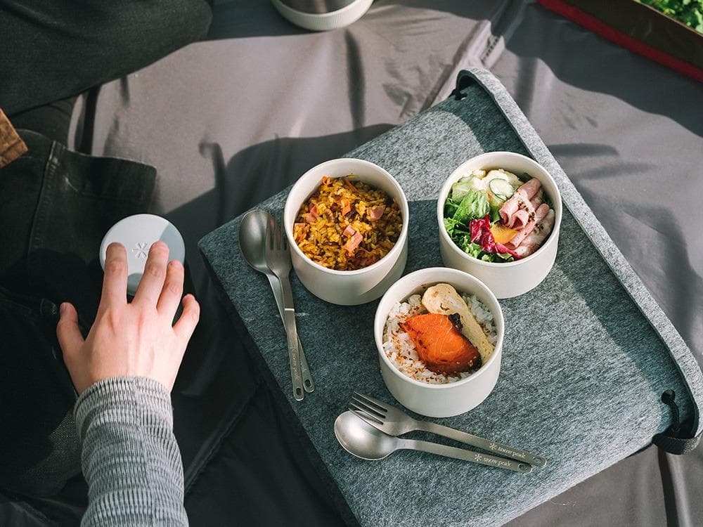 新品） peak 保温可能弁当箱　トバチ３　食器セット ホワイト