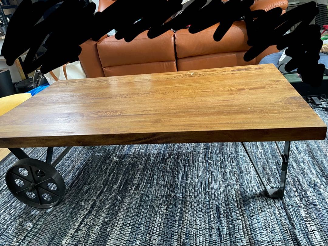 【最終値下】インダストリアル　ローテーブル　トロリーテーブル　無垢