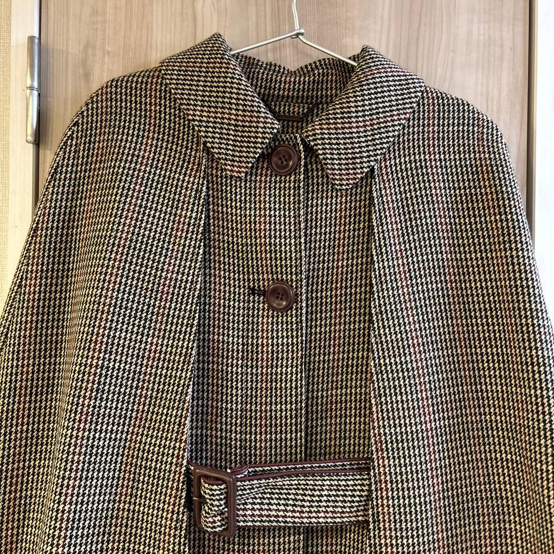 美品⭐︎Lily Brown レザーパイピングケープコート　ポンチョ千鳥柄フリー