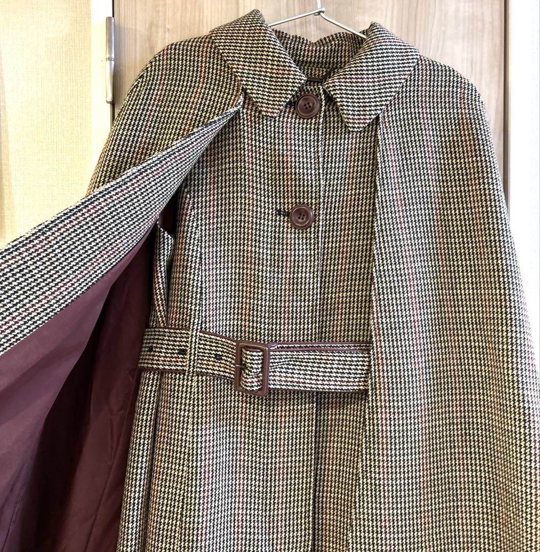 美品⭐︎Lily Brown レザーパイピングケープコート　ポンチョ千鳥柄フリー