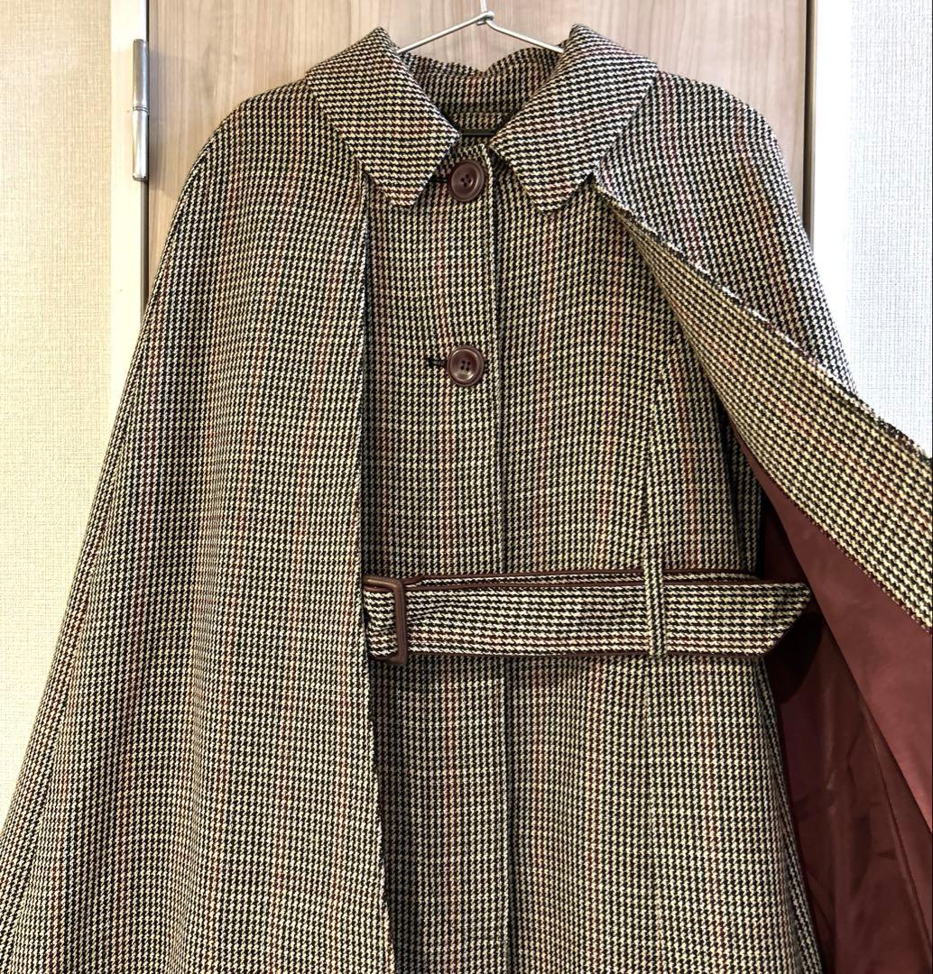 美品⭐︎Lily Brown レザーパイピングケープコート　ポンチョ千鳥柄フリー