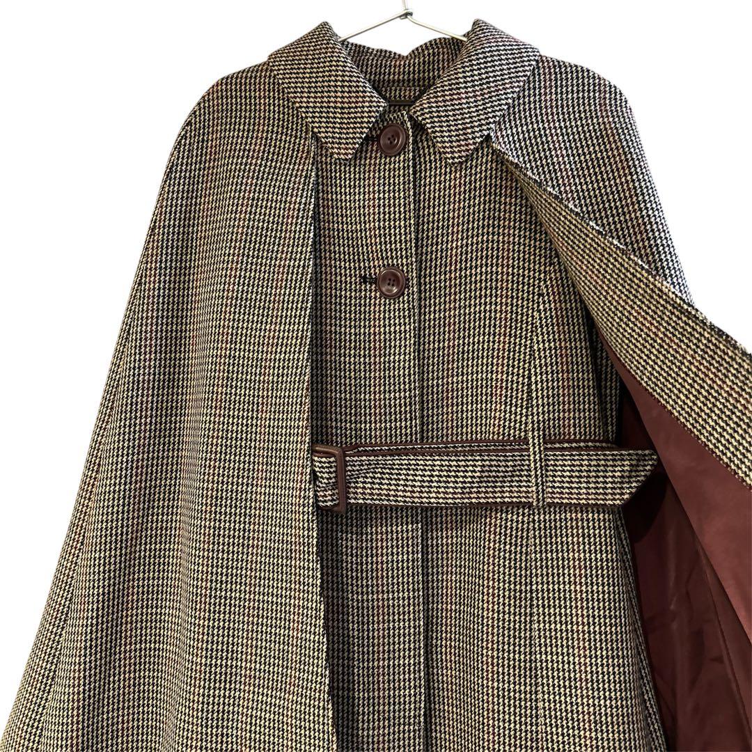 美品⭐︎Lily Brown レザーパイピングケープコート　ポンチョ千鳥柄フリー