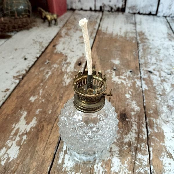 ヴィンテージ スタッズ ガラス オイルランプ 硝子 照明 キャンプ アウトドア