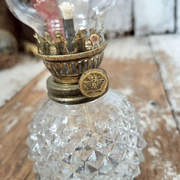 ヴィンテージ スタッズ ガラス オイルランプ 硝子 照明 キャンプ アウトドア