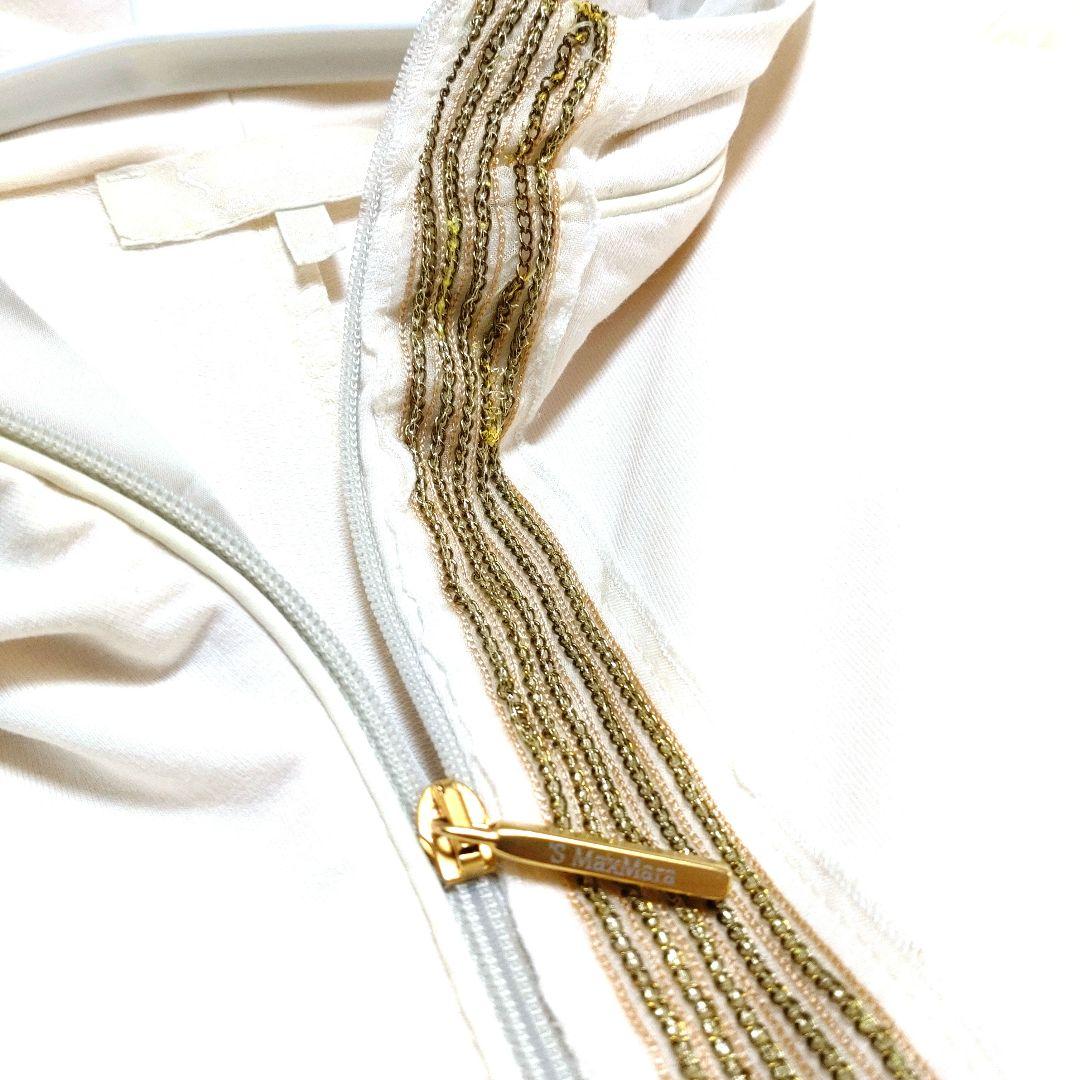 'S MaxMara*オフホワイト*ビジュー付き*ロングパーカー*フード付き*M