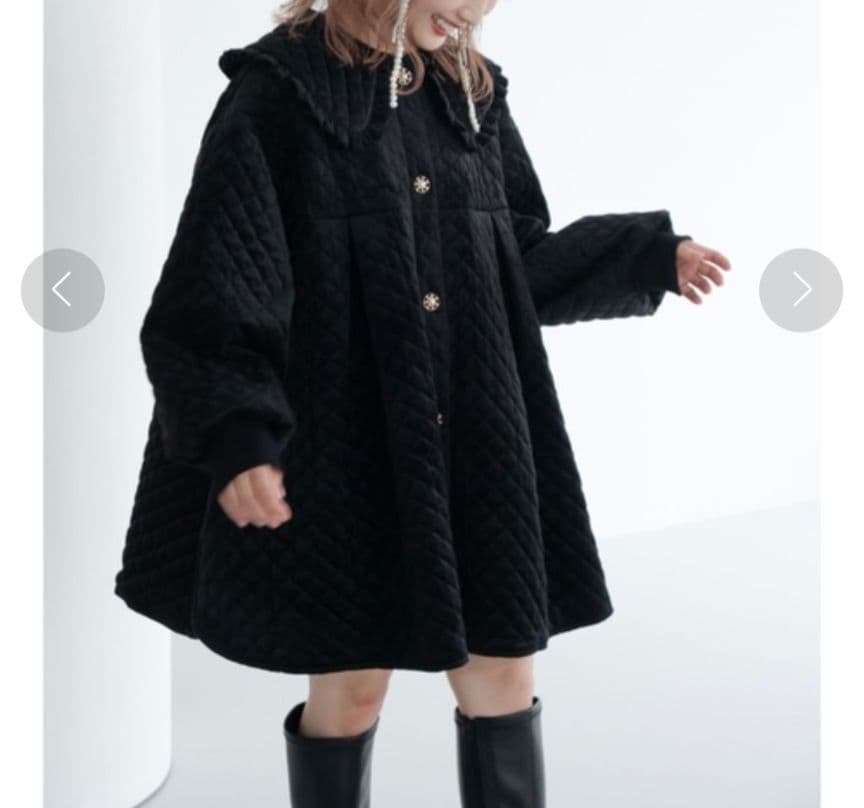 【極美品】 jumelle ジュメロ 黒 ミアキルティングコート フリル襟