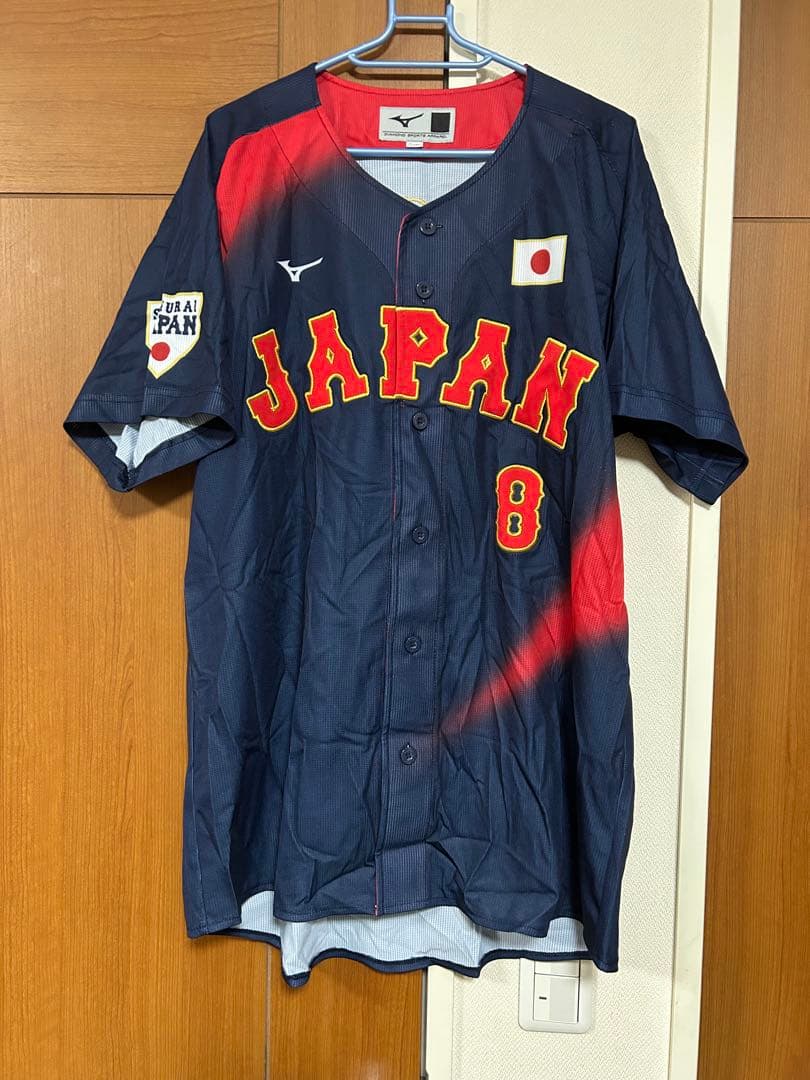 ミズノ 侍ジャパンレプリカユニホーム ビジター 背番号8 辰己涼介 Oサイズ