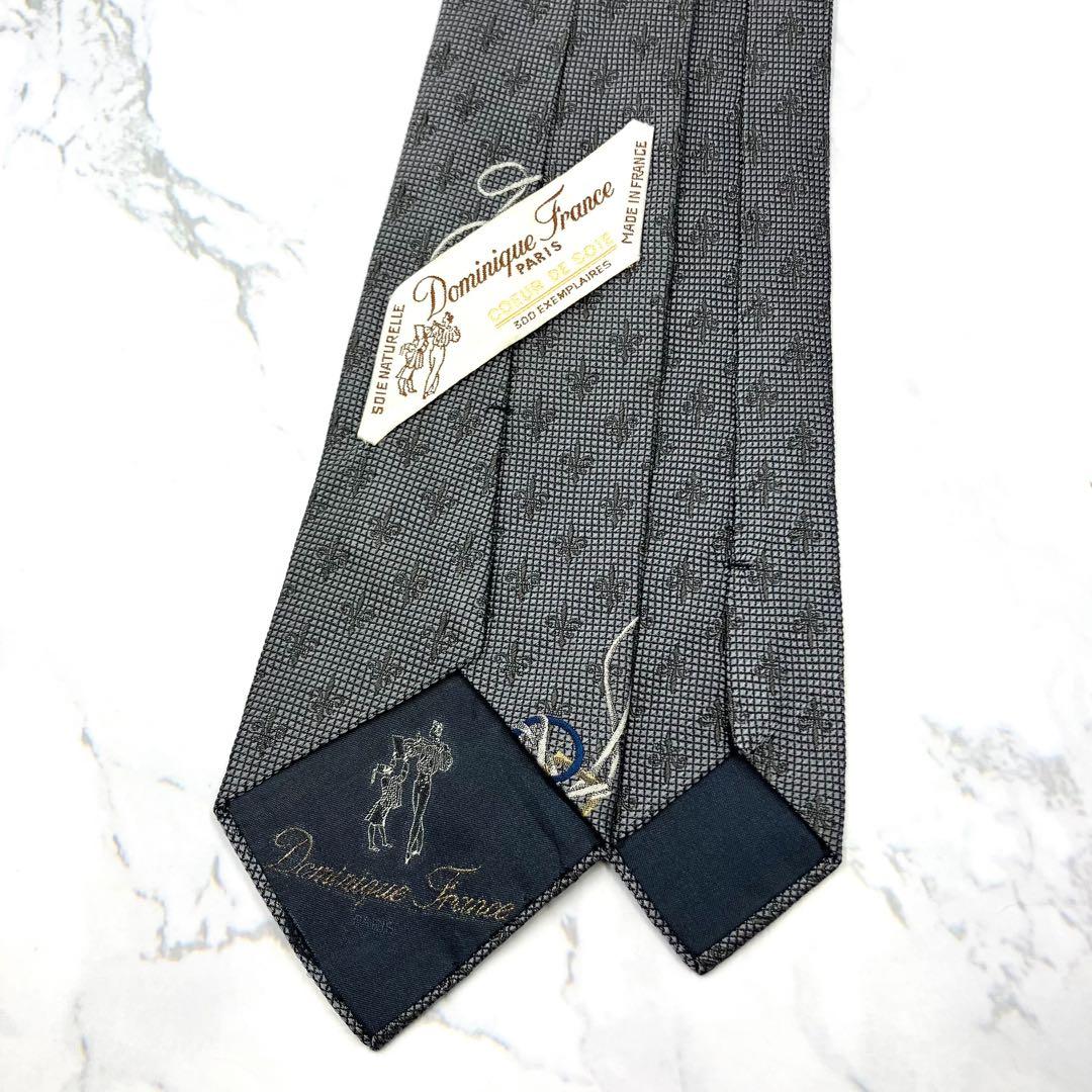 ◆美品◆Dominique France ネクタイ グレー マリン柄 高級感