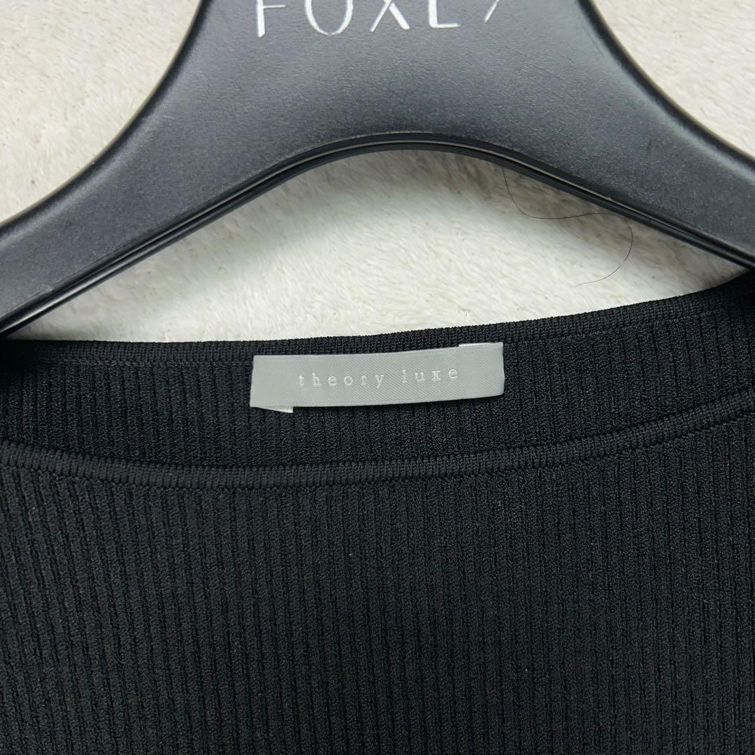 美品♡セオリーリュクス 現行 異素材ティアードワンピース リブニット ブラック