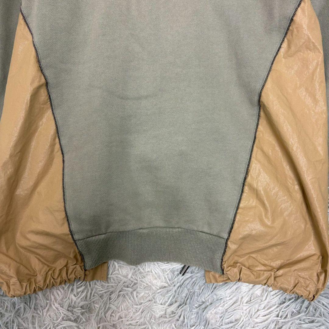 【PRIDE】グレー/ベージュ 長袖 パーカー 36 バイカラー 切替