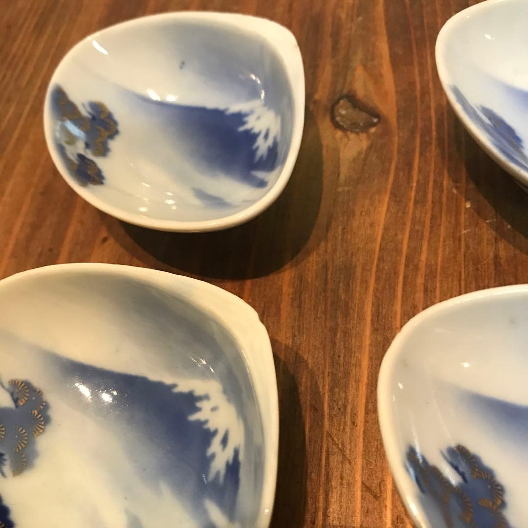 美品　深川製磁　陶器　当時物　富士　貝殻型　小皿　小鉢　醤油皿　上品な絵柄