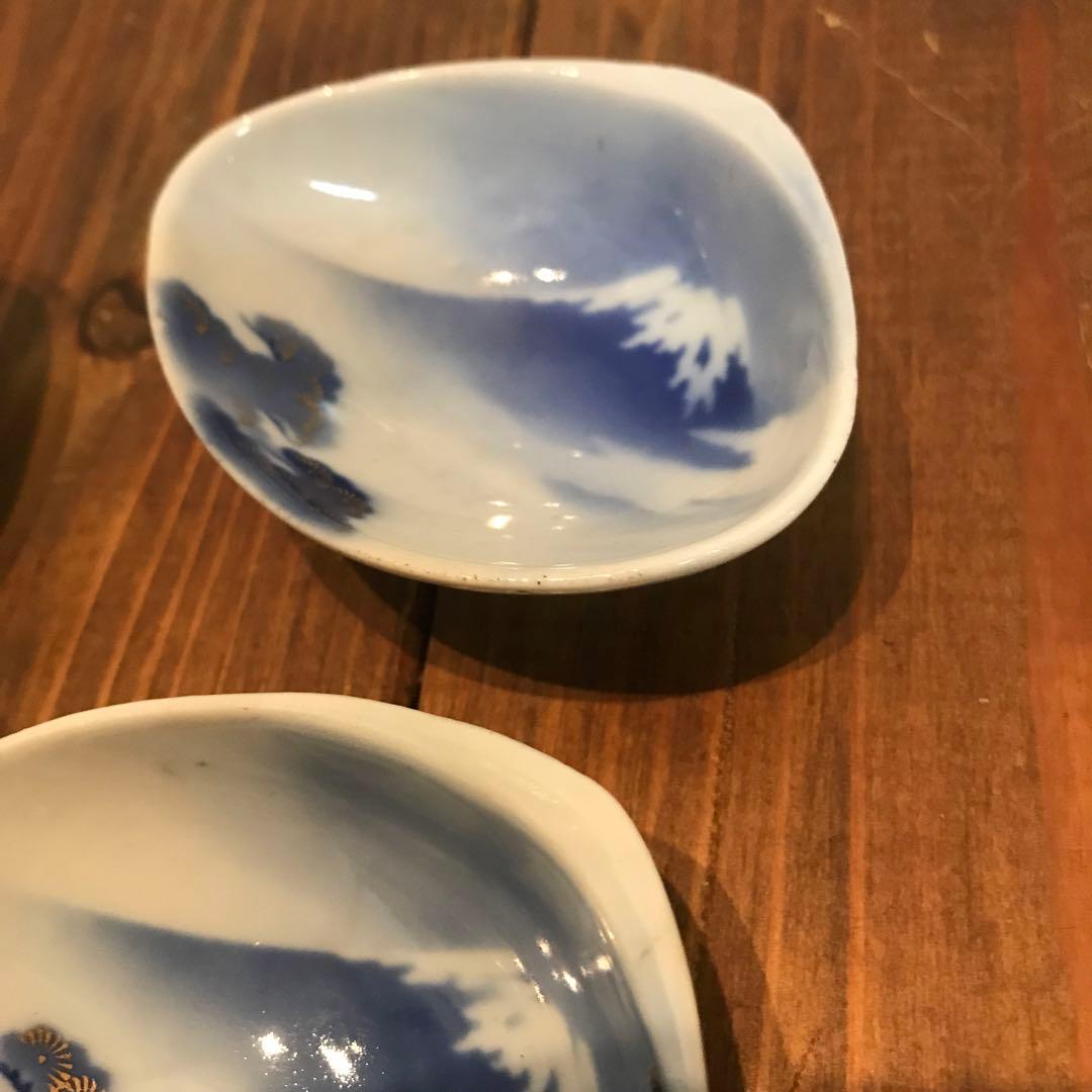 美品　深川製磁　陶器　当時物　富士　貝殻型　小皿　小鉢　醤油皿　上品な絵柄