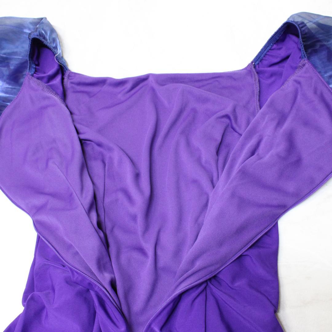 【美品 社交ダンス衣装】ワンピース ドレス A vivare 半袖 紫 かわいい