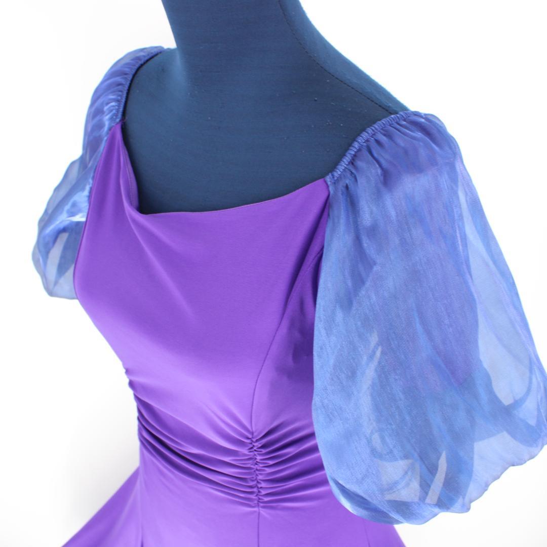 【美品 社交ダンス衣装】ワンピース ドレス A vivare 半袖 紫 かわいい