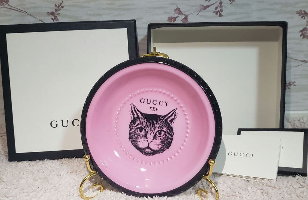 【未使用】GUCCI アッシュトレイ 小物入れ ミスティックキャット ピンク