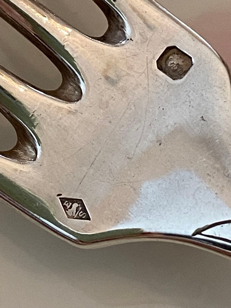 フランス／純銀／デザートフォーク＆デザートスプーン「ドット」