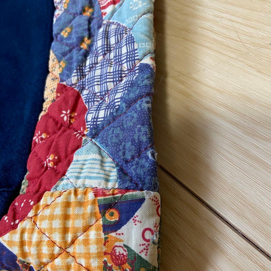 70s パッチワークキルティング　フード付きワンピース