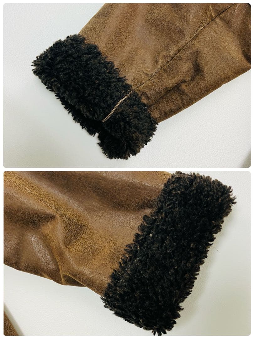 【希少サイズ　リアルムートン】　ムートンコートGUESS ボア　本革　L